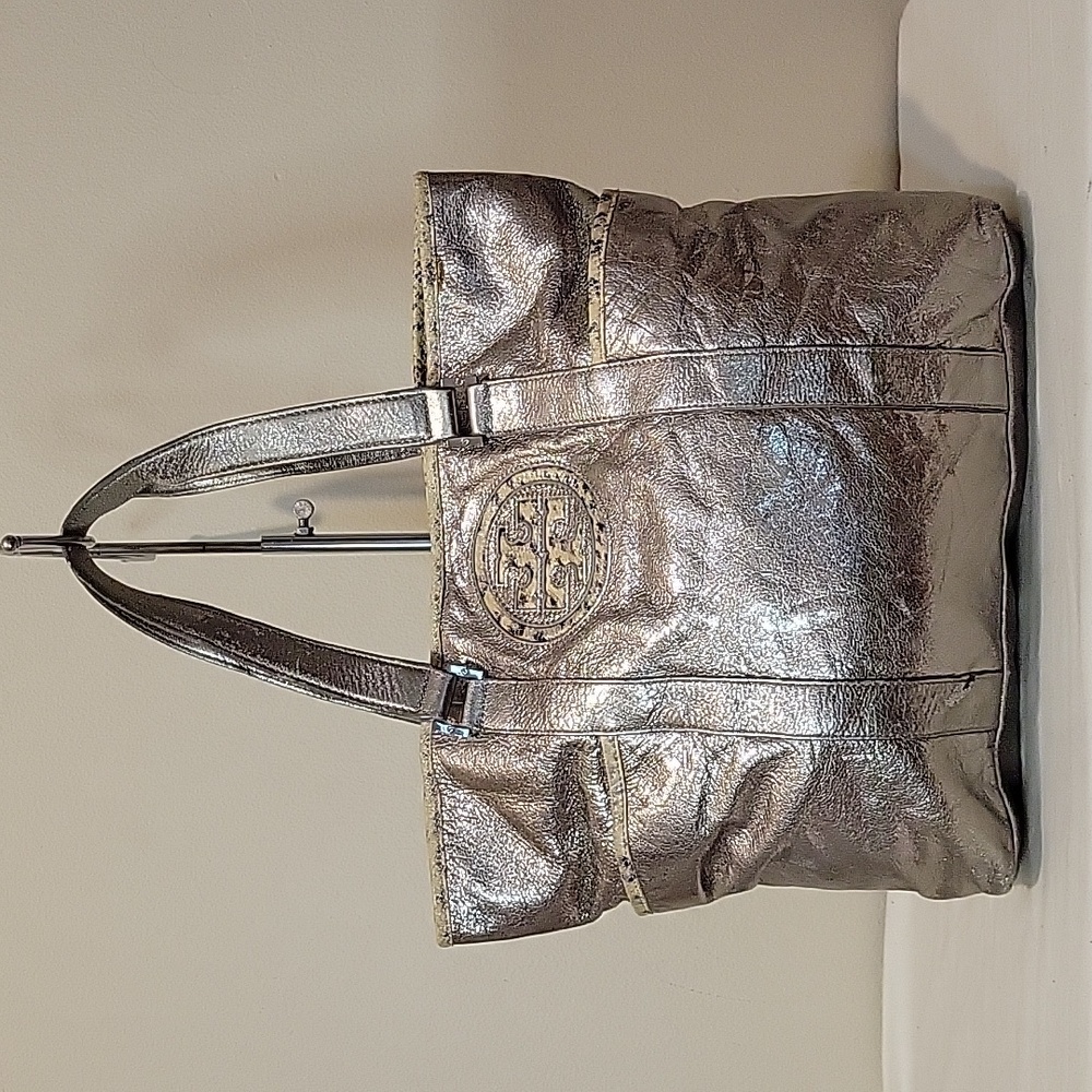 Tory Burch Metallic Silver Tote